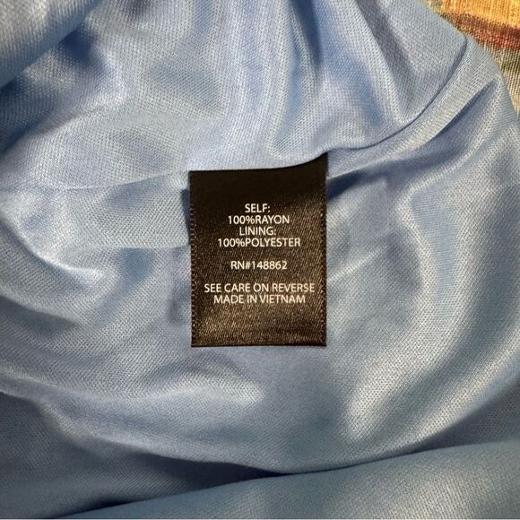 Torrid Maxi Woven Double Slit Dress Size 2 Blue Orange Grove Elastic Waist NWT - Picture 5 of 11